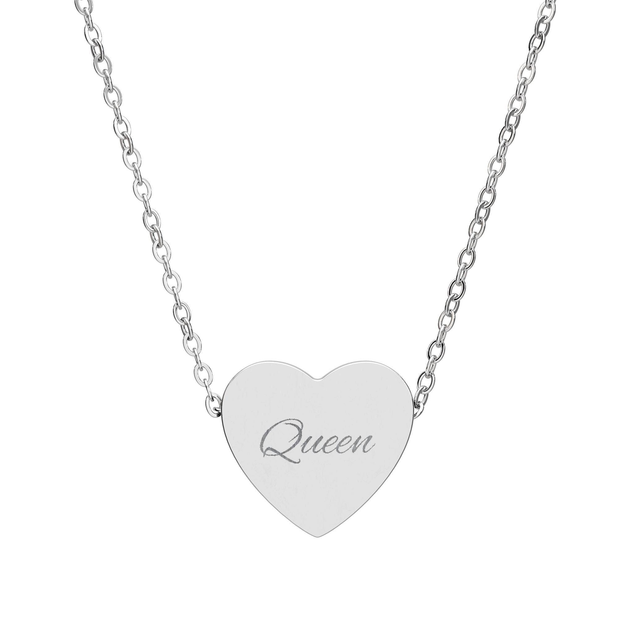 Collier Cœur « Queen » gravé 18 carrat +2