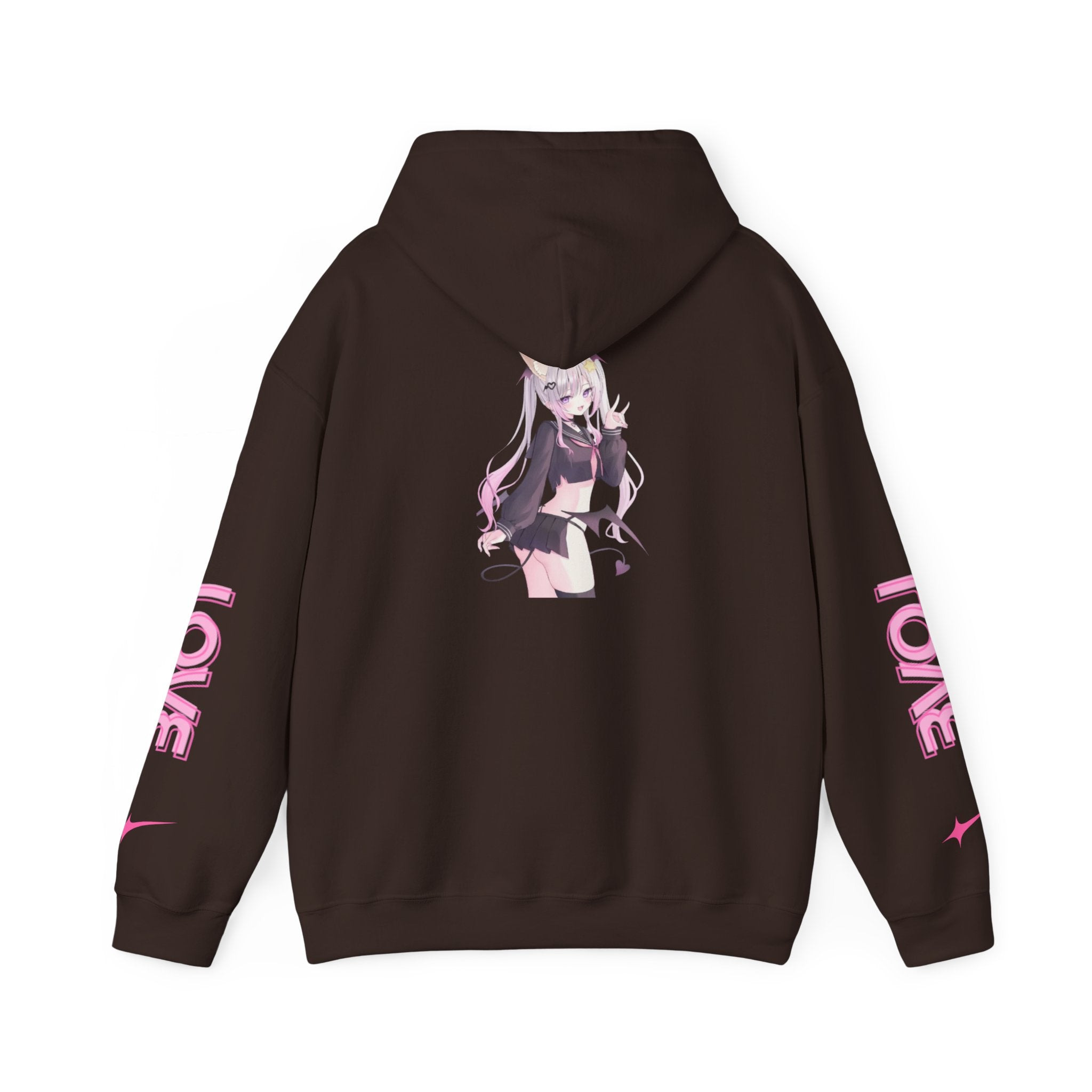 Sweat à capuche pour Femme rose « LOVE » style anime girl