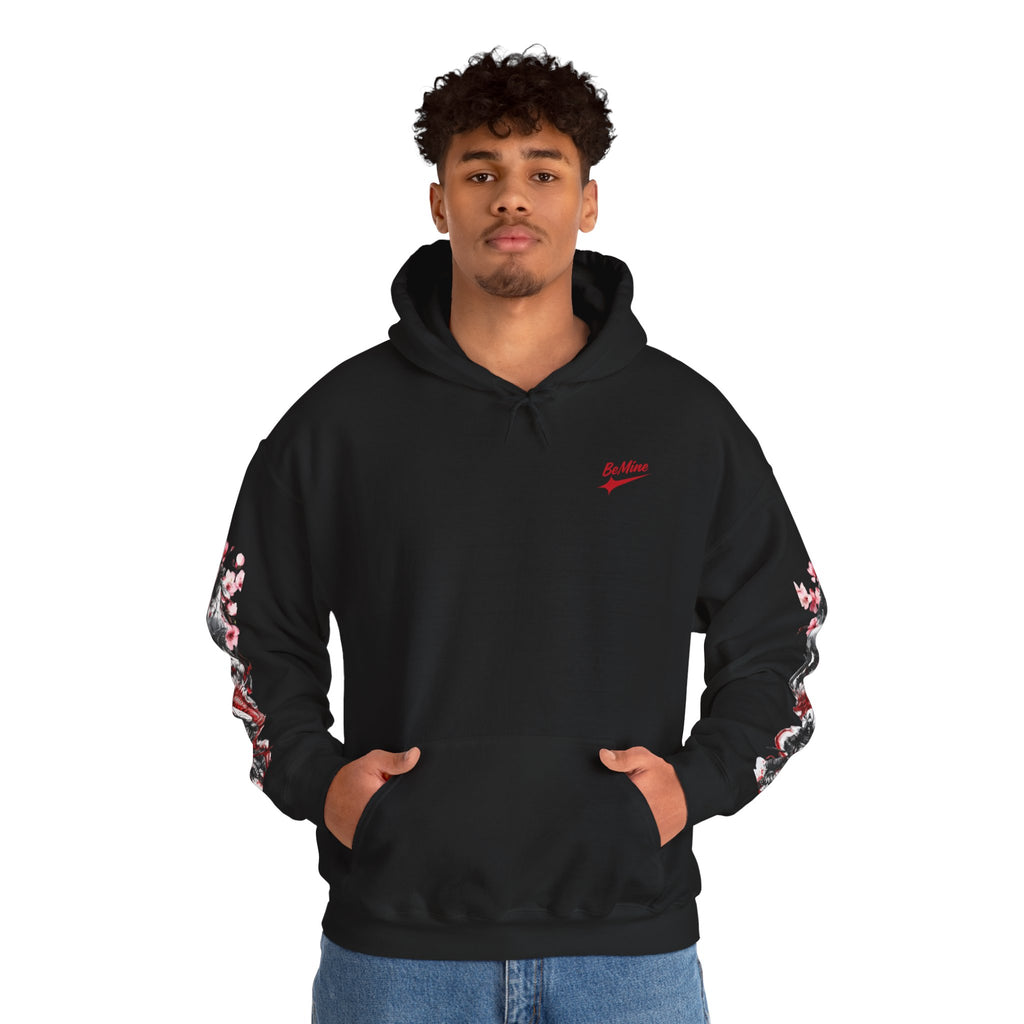 Sweat à capuche Unisexe -  japonais à manches dragon avec kanji de fleur de cerisier