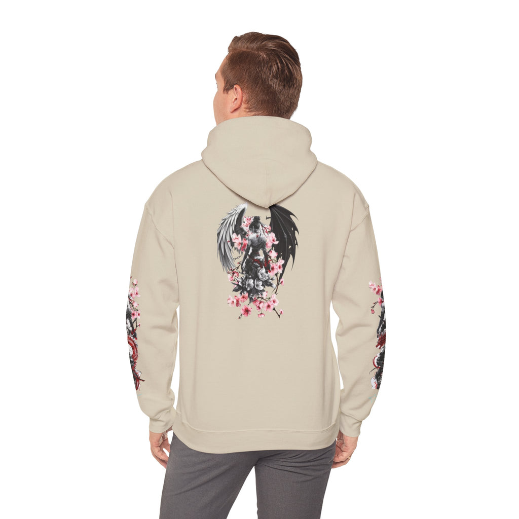 Sweat à capuche Unisexe - Crâne Ange et Démon — Sweat-shirt à motif Fleurs de Cerisier Gothiques