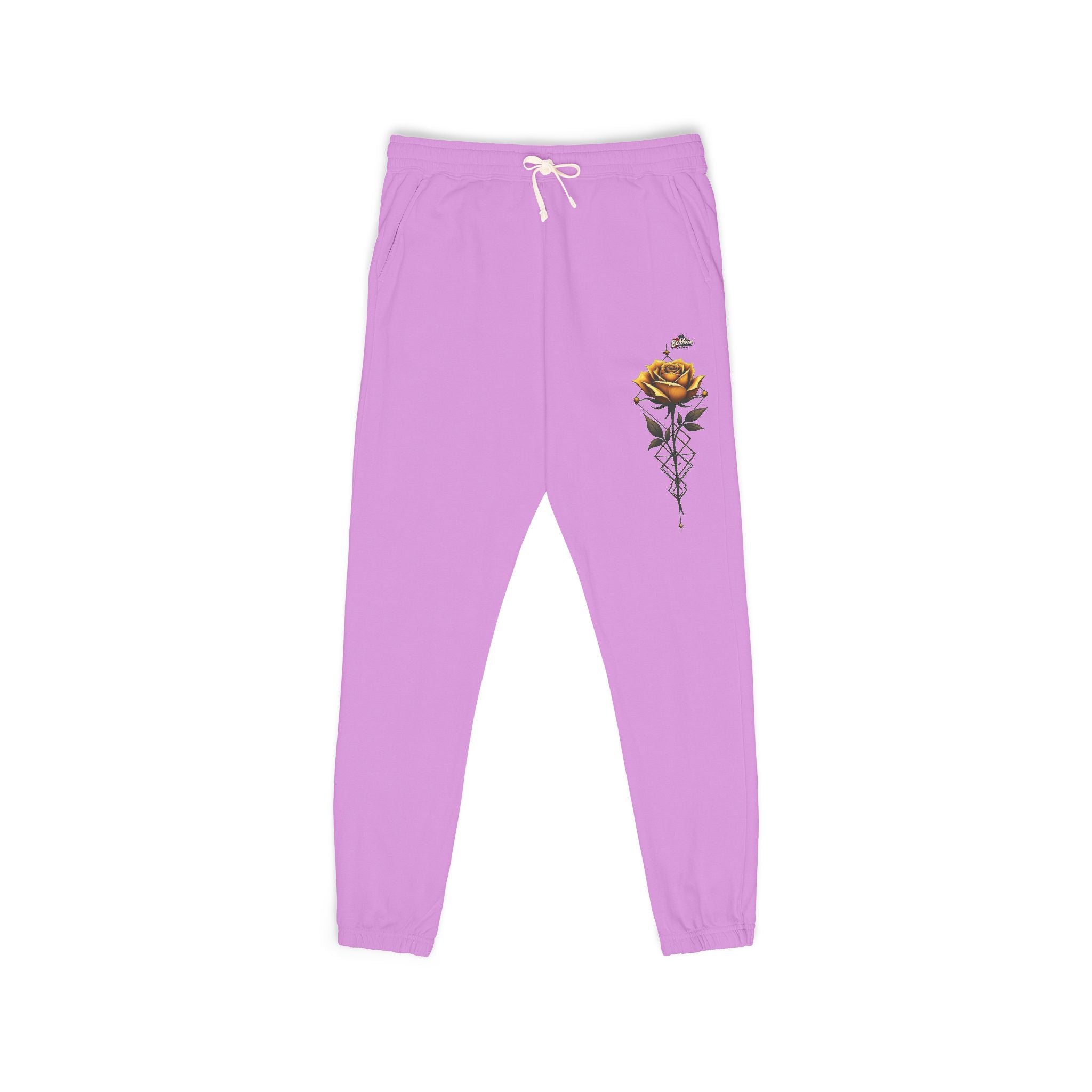 Rose Dagger Sweatpants — Garment-Dyed Fleece Joggers with Floral Skull Graphic