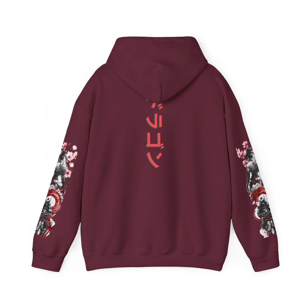 Sweat à capuche Unisexe -  japonais à manches dragon avec kanji de fleur de cerisier
