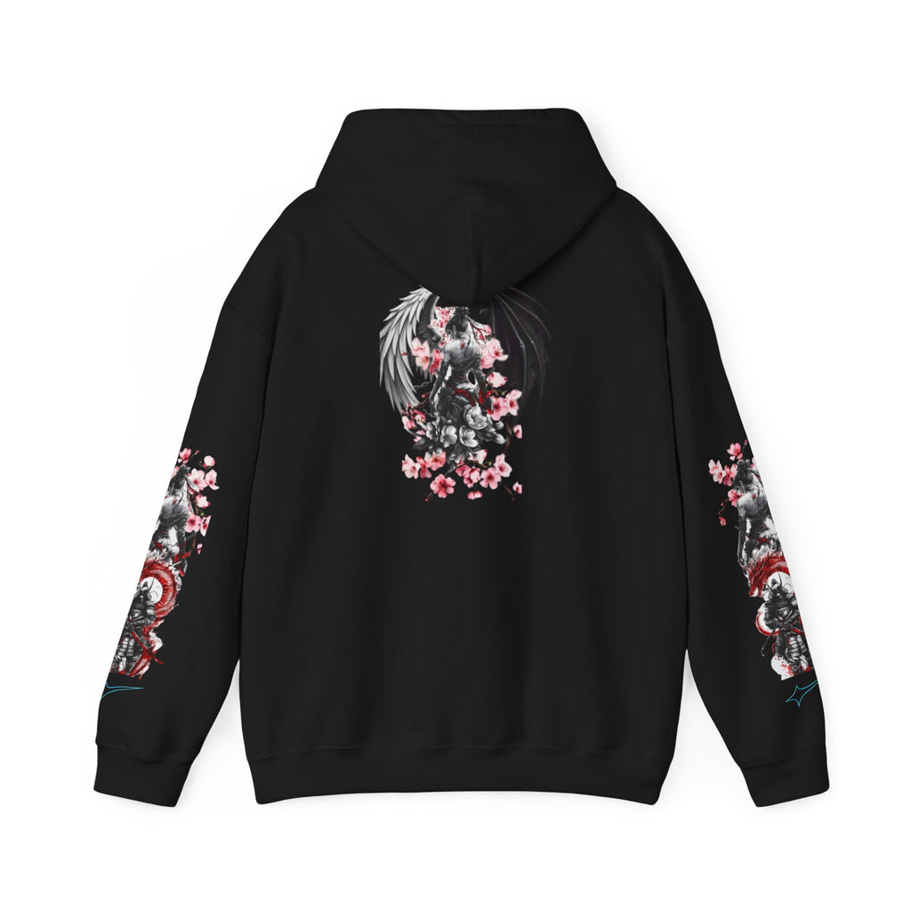 Sweat à capuche Unisexe - Crâne Ange et Démon — Sweat-shirt à motif Fleurs de Cerisier Gothiques
