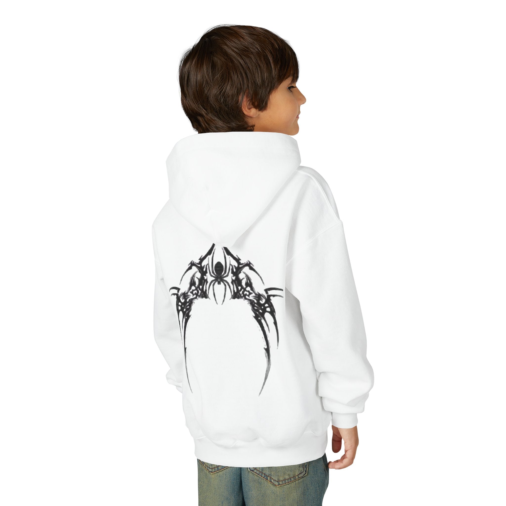 Sweat à capuche épais pour enfant avec motif d'araigne a l'arrière