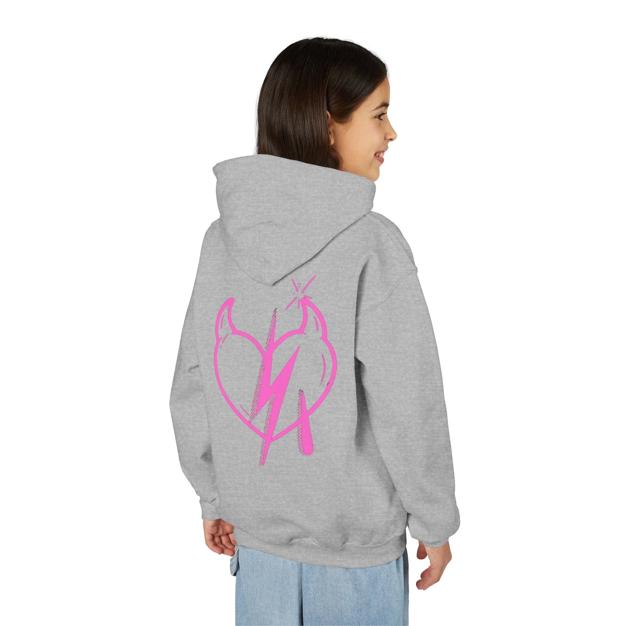 Sweat à capuche pour fille Motif cœur éclair rose