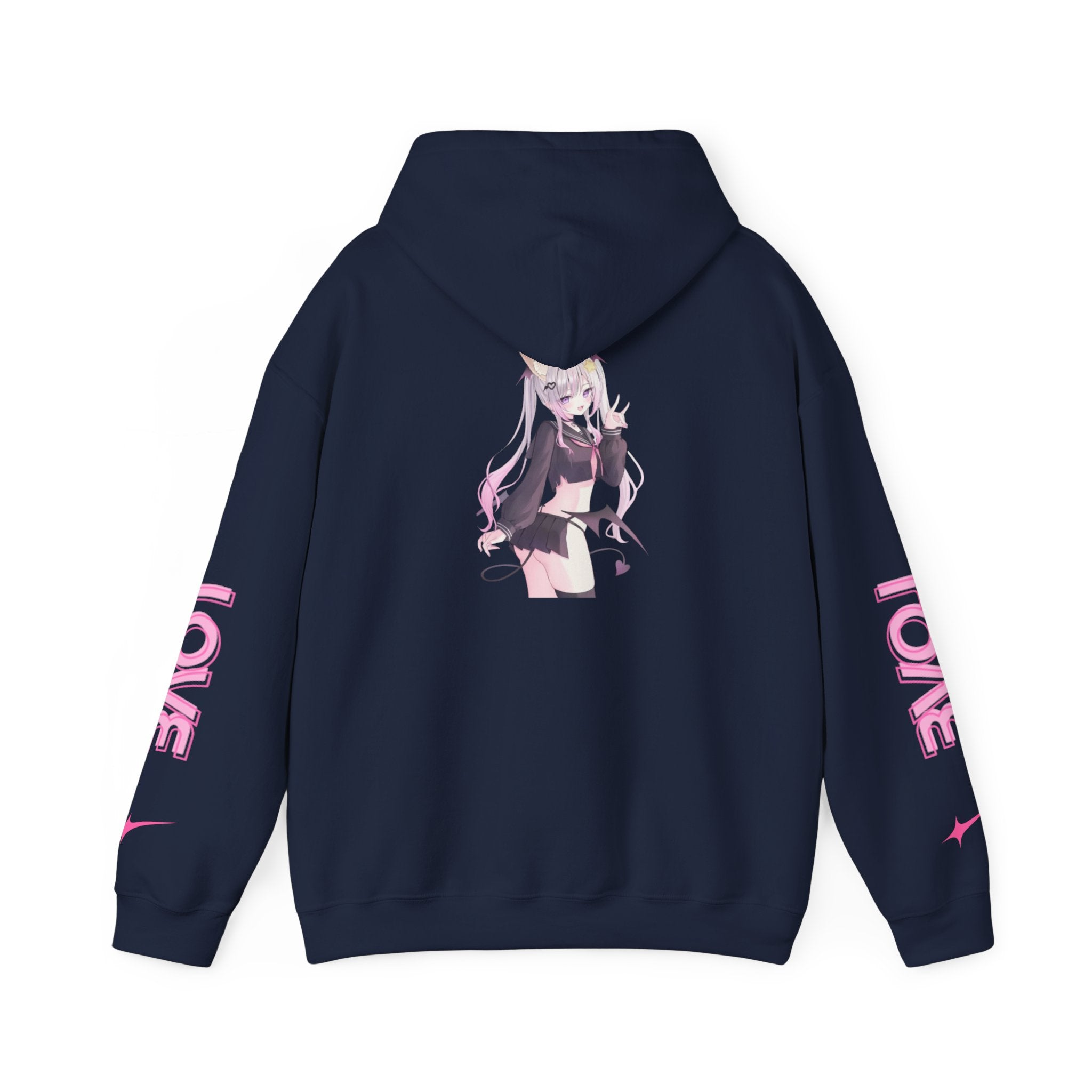 Sweat à capuche pour Femme rose « LOVE » style anime girl