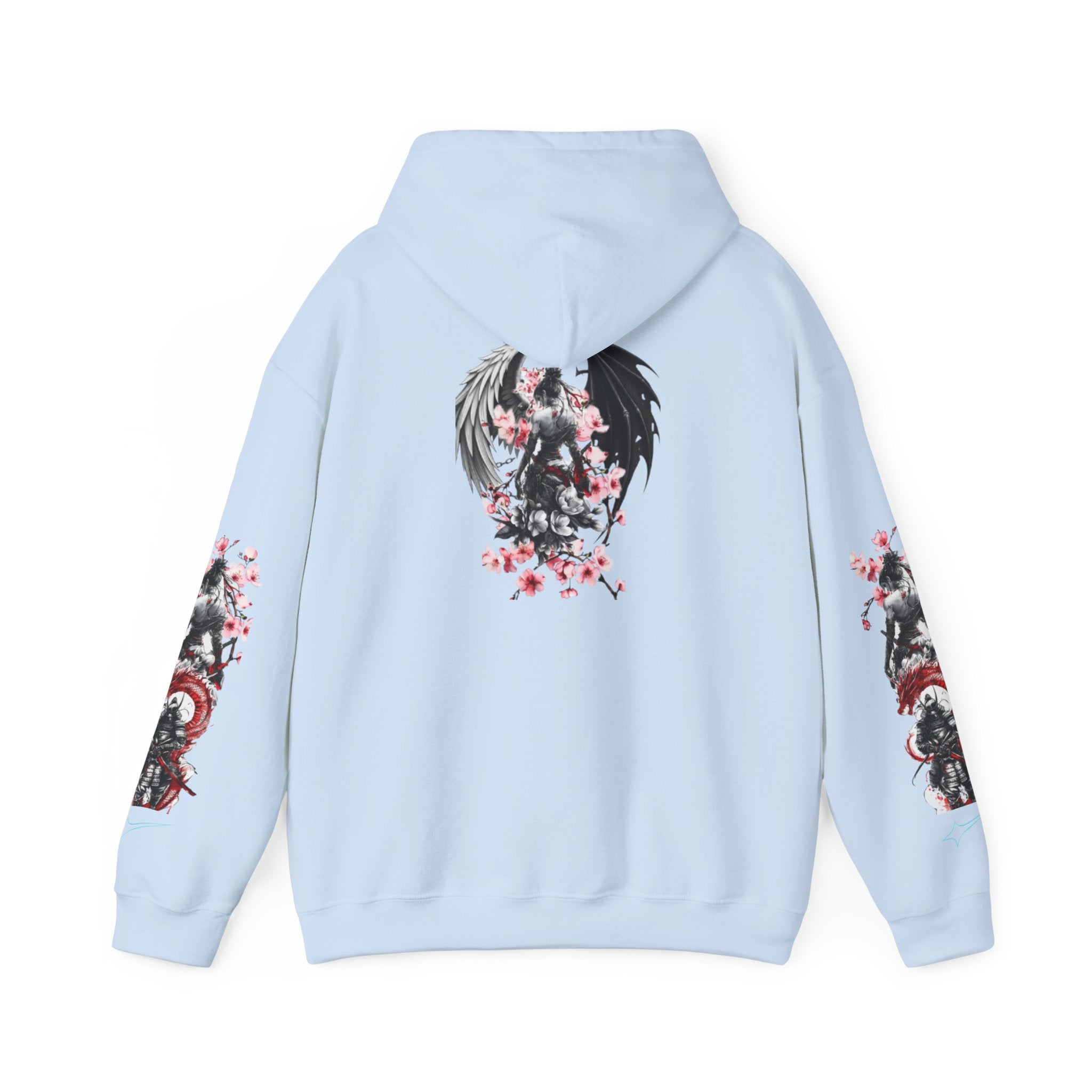 Sweat à capuche Unisexe - Crâne Ange et Démon — Sweat-shirt à motif Fleurs de Cerisier Gothiques